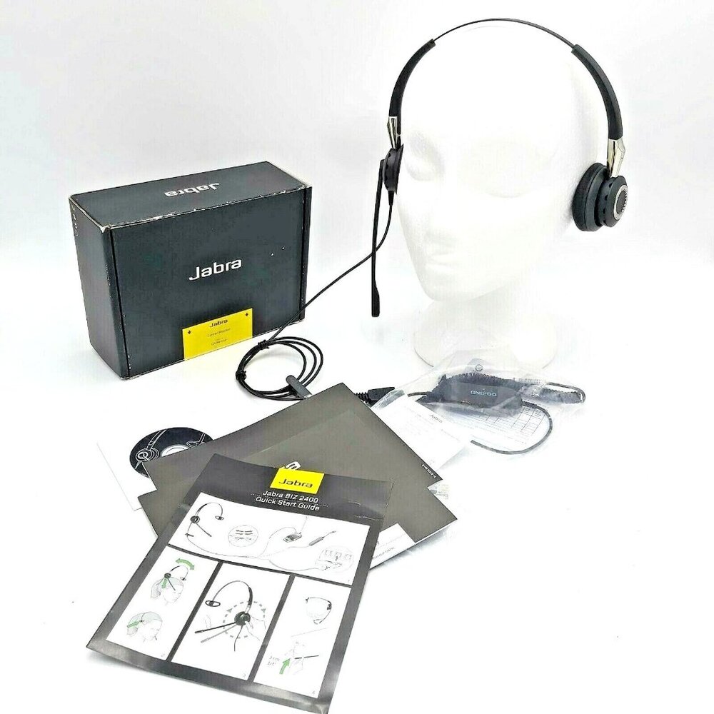 Jabra Biz 2400 Duo Noise Canceling Headset Omni Direction Mic GNI Netcom GNI200